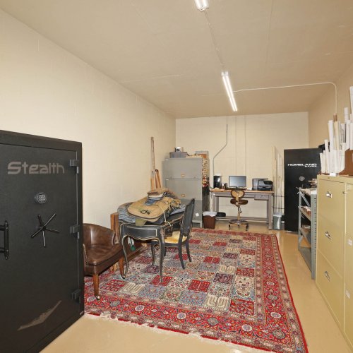 Safe room s climate-controlled and fireproof per the builder.