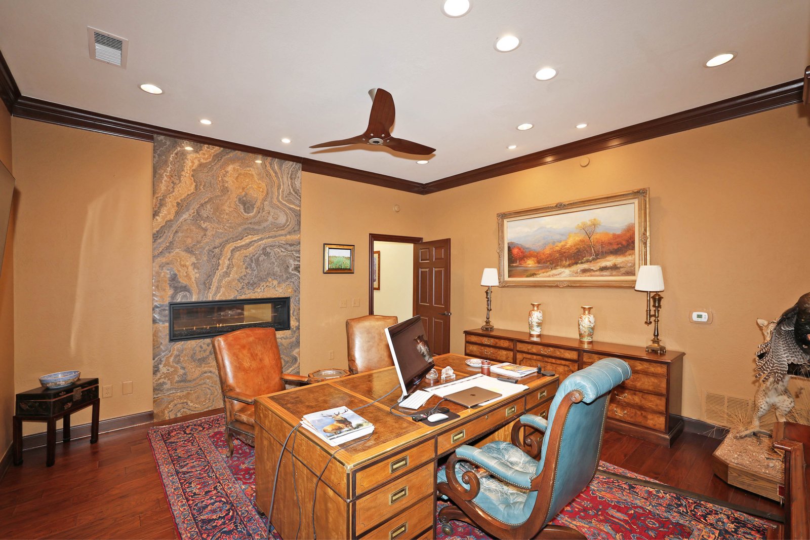 Executive Office with fireplace.